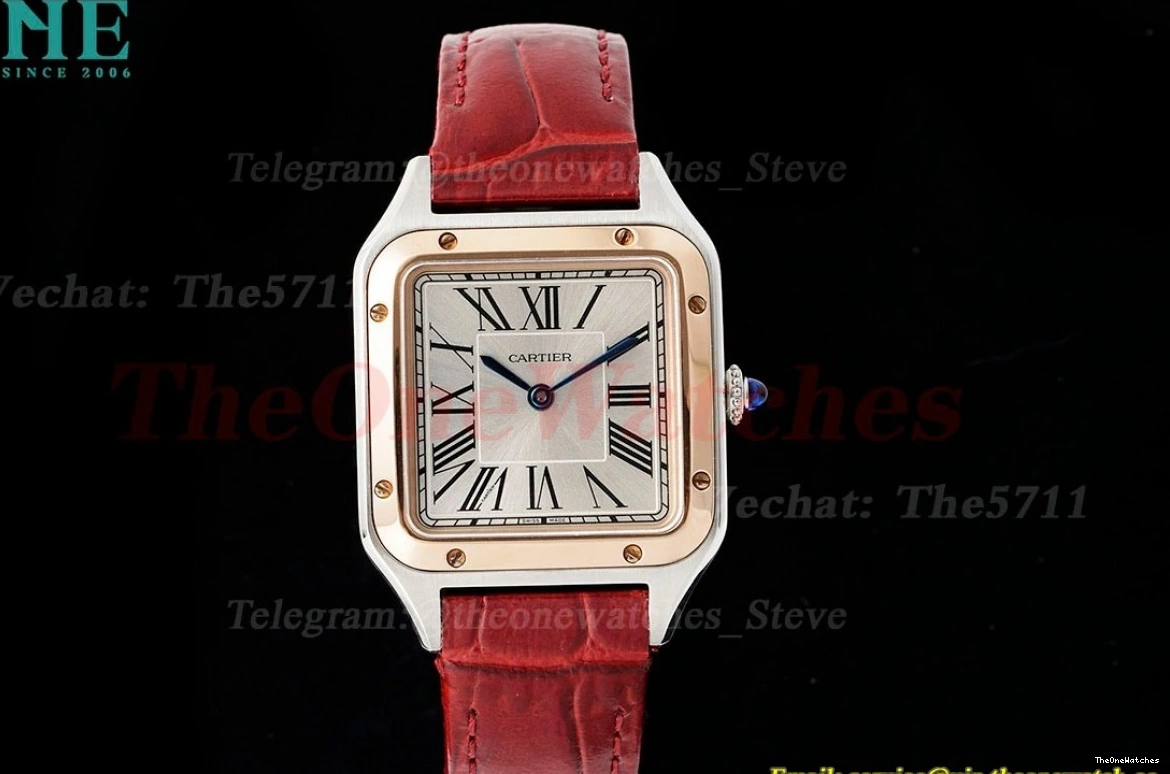 Quartz LE Dumont Silver Dial Wine Santos Red AF RG 0420